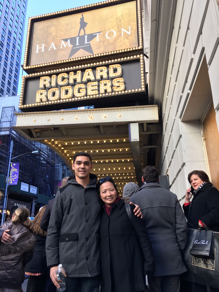 Terry and her son Tim at Hamilton on Broadway, November 2016