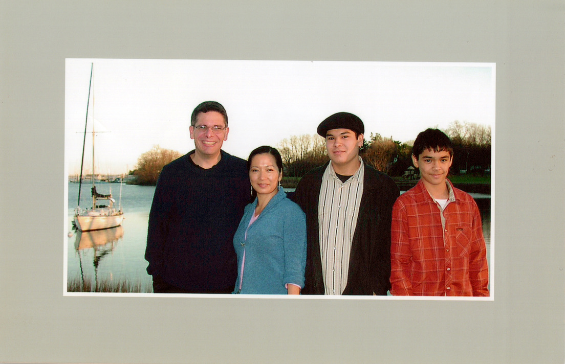 Terry, Brian, and their sons Brian and Tim at Harbor Island Park in Mamaroneck