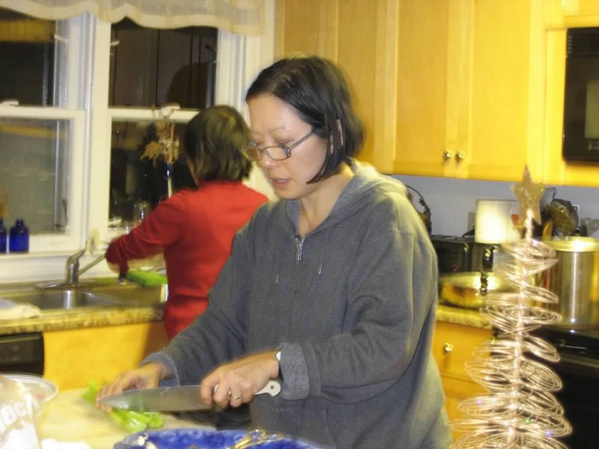 Terry preparing food at a Stephentown family reunion