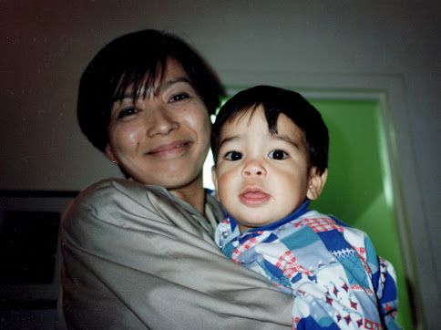 Terry and her son Tim as a baby