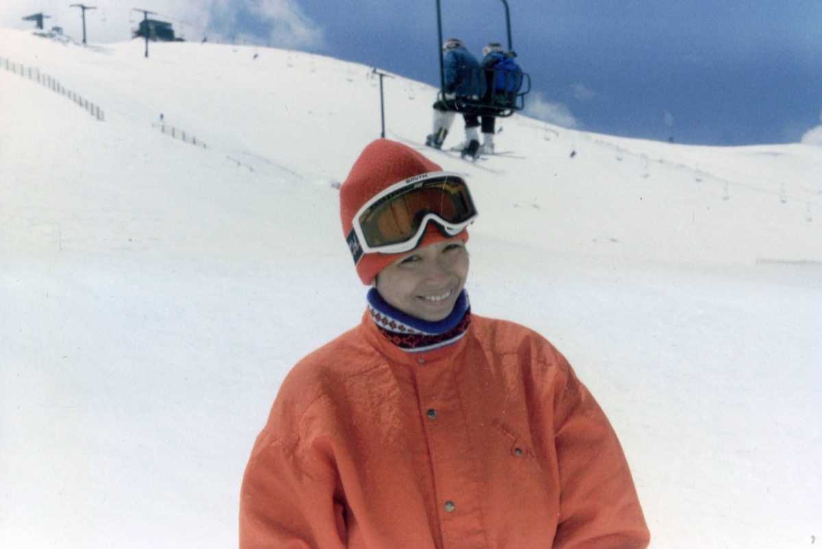 Terry on the slopes. She hated skiing, but she went anyway.